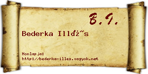 Bederka Illés névjegykártya